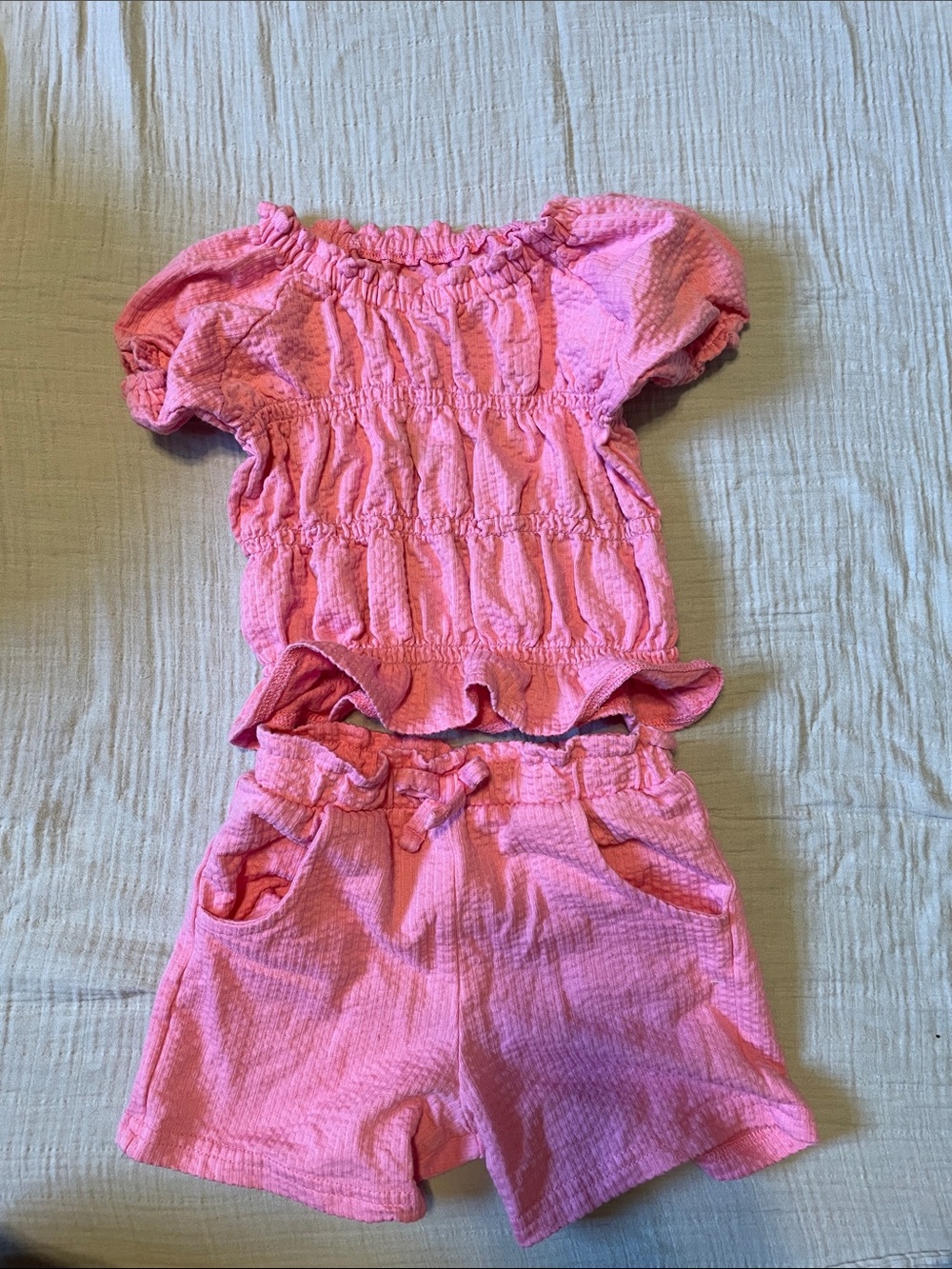 Carter's Pink Smocked Top & Shorts Set
